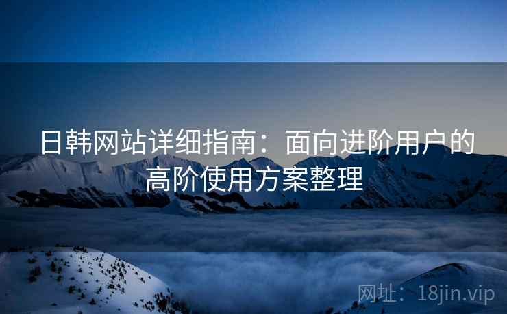日韩网站详细指南：面向进阶用户的高阶使用方案整理