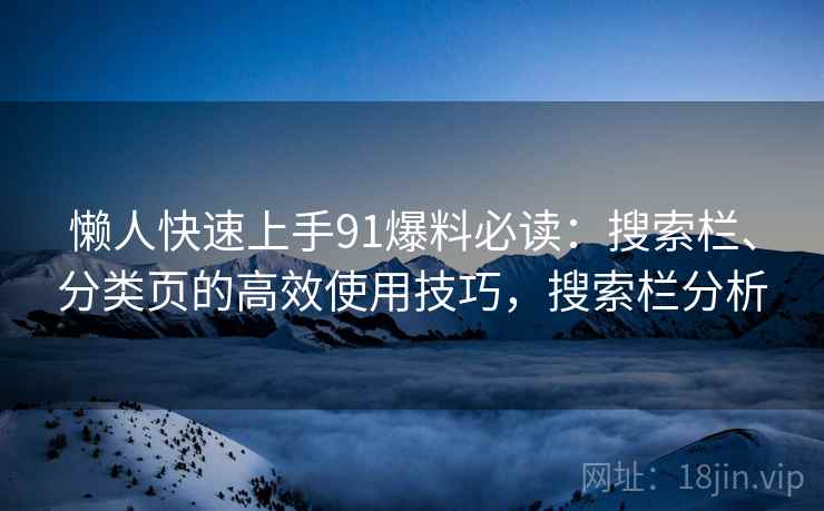 懒人快速上手91爆料必读：搜索栏、分类页的高效使用技巧，搜索栏分析